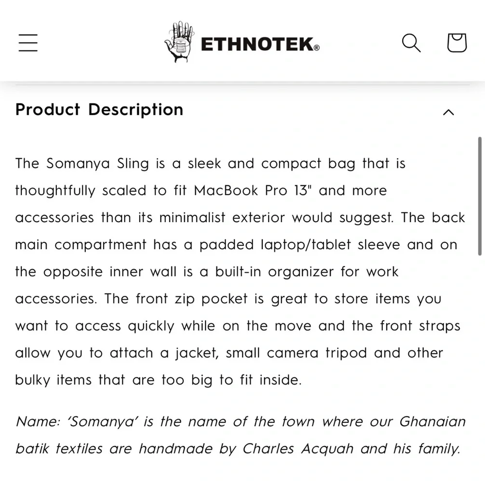 Ethnotek Somanya Sling Unisex Bag for MacBook Pro 13